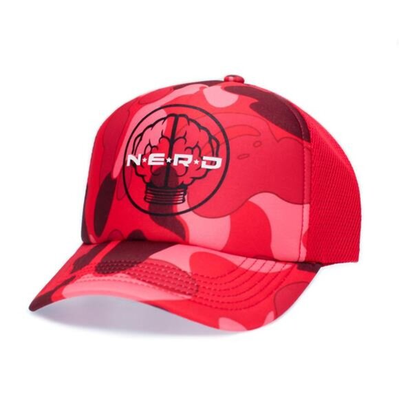 NERD Pharrell Hat Pink Red Camo Rare Japan One Size Adult N*E*R*D Cap 2000s Fash - Picture 3 of 6
